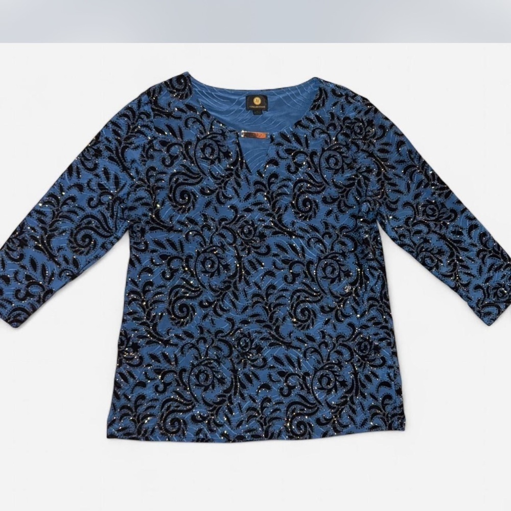 Collection B Blue and Black Patterned Blouse